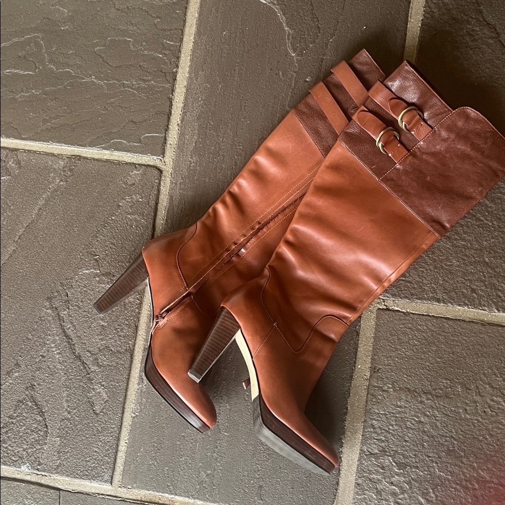 Cole Haan Tan Leather Heeled Boots barely worn!